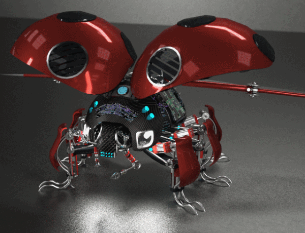 2款机械瓢虫蒸汽朋克机器甲虫模型3D图纸 STP格式